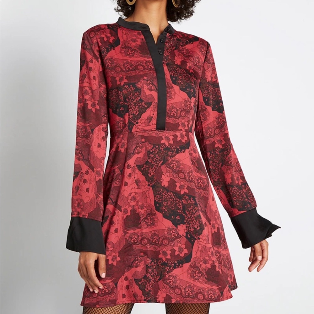 NWT Sz 10 ModCloth Retro romance long sleeve dress